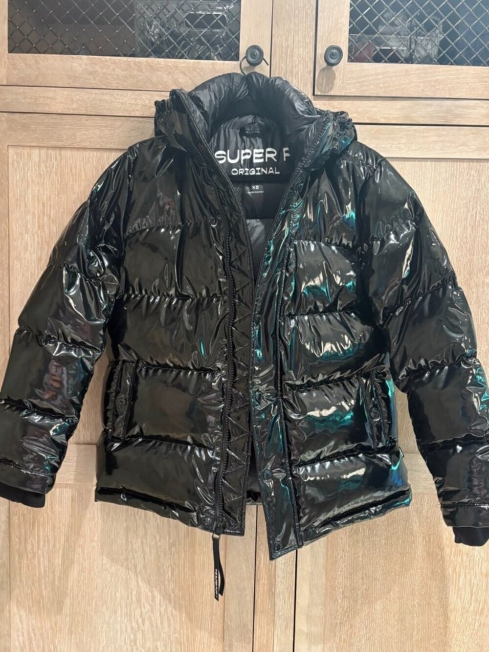 Aritzia The Super Puff Original XS Black Lacquer Glossy Down Puffer